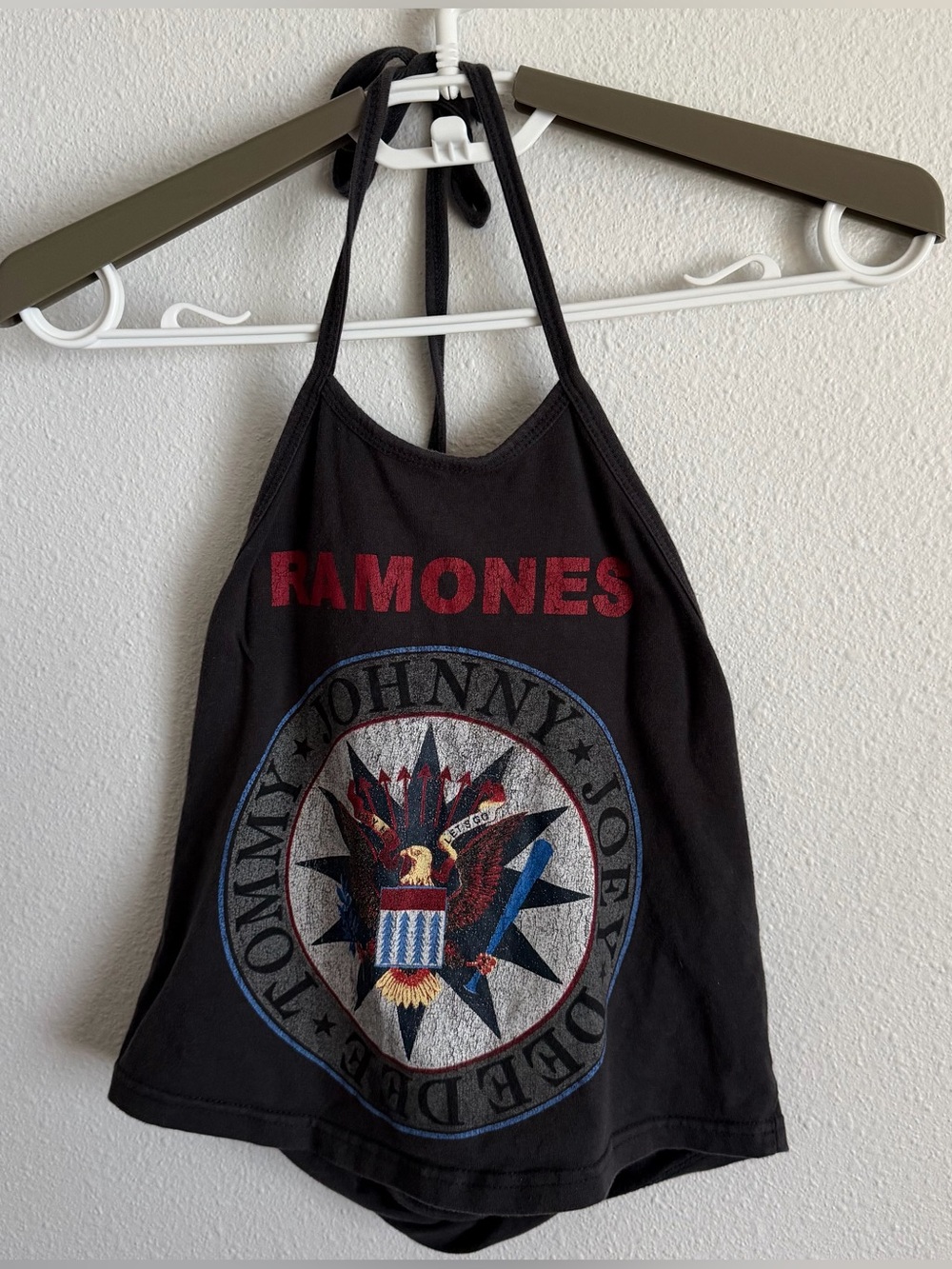 Official Ramones Halter Top Womens Small Black Cropped Band Shirt Punk Y2K